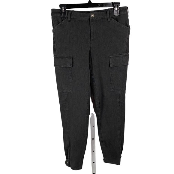 Lauren Ralph Lauren Charcoal Gray Cargo Snap Ankle Stretchy Pants‎ Sz 4 - Picture 1 of 14